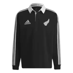 Image of adidas New Zealand All Blacks Longsleeve Home Polo Shirt 2022 2023 Mens - Black