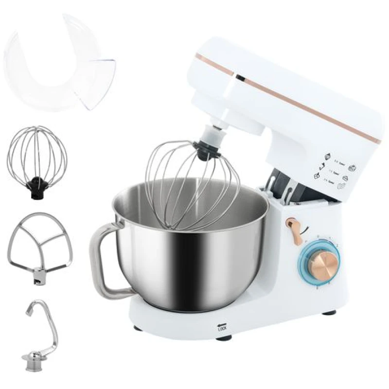 Image of HOMCOM Electric Stand Mixer, 5L Food Mixer w/ Dough Hook, Whisk, White 800-251V70WT