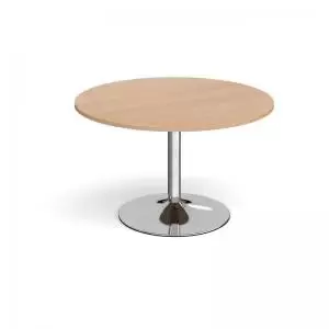 Image of Trumpet base circular boardroom table 1200mm - chrome base and beech