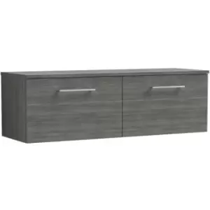 Image of Nuie Arno Anthracite 1200mm Wall Hung 2 Drawer Vanity Unit with Worktop - ARN522W2 - Anthracite