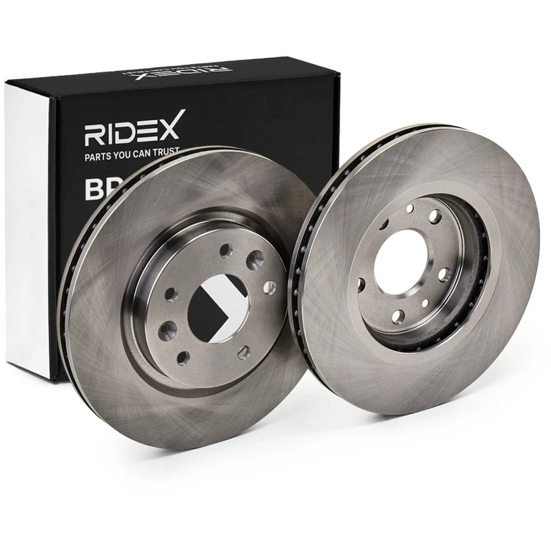 Image of RIDEX 82B1312 Brake disc Front Axle, Vented, Cast Iron, Uncoated, Untreated, without bolts/screws Cast Iron Brake Disc (82)