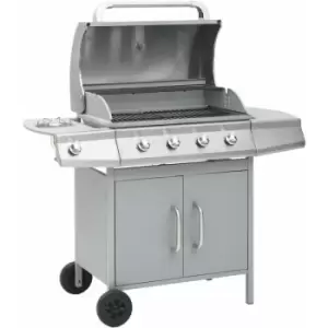 Image of Vidaxl - Gas Barbecue Grill 4+1 Cooking Zone Silver Stainless Steel Silver