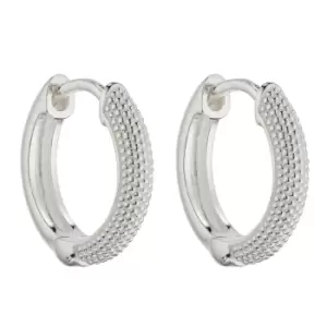 Image of Sterling Silver Textured Finish Creole 13mm Hoop Earrings