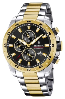 Image of Festina F20562/4 Mens Chronograph Black Dial Two Tone Watch