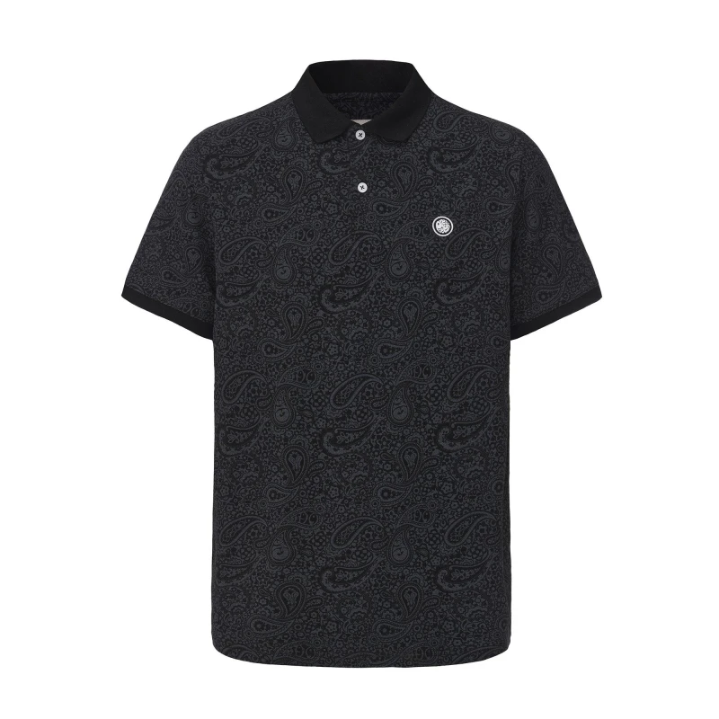 Image of Pretty Green AOP Polo Mens Black male Small