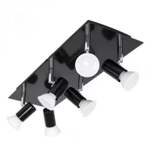 Image of Consul 6-Way Rectangular Plate Spotlight Fitting in Black