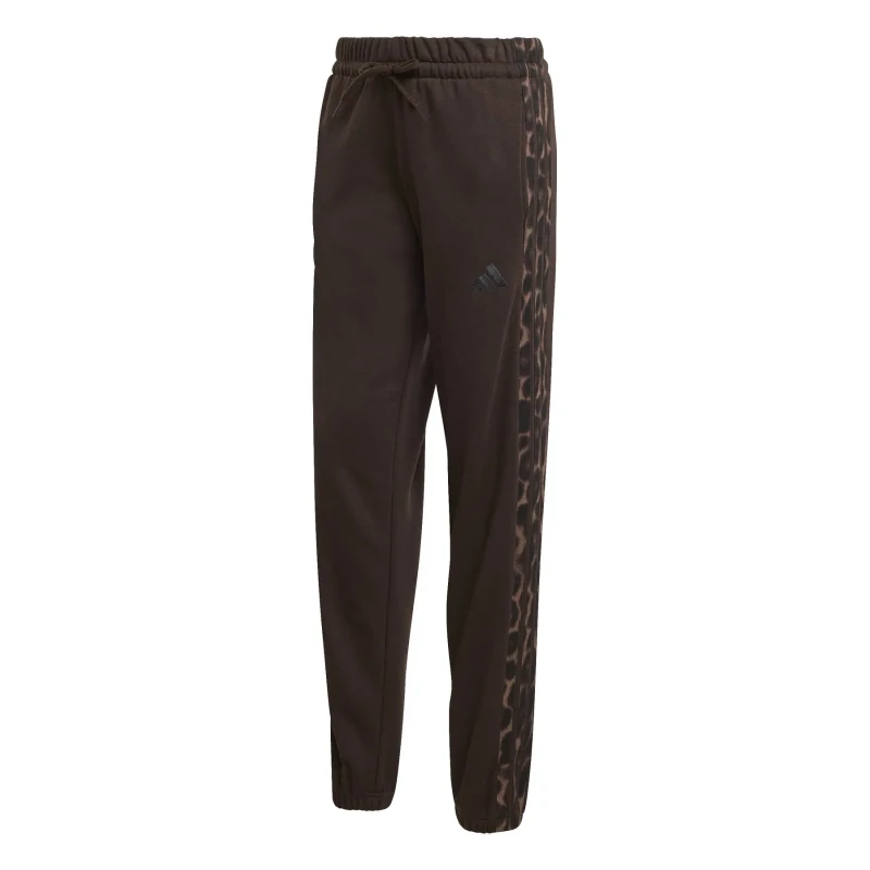 Image of Adidas Leopard print fleece jogging trousers For Her adidas Essentials Marron Female S