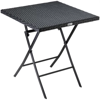 Image of Poly Rattan Folding Table Patio Balcony Garden 63x63x73cm Foldable Side Table Black - Casaria
