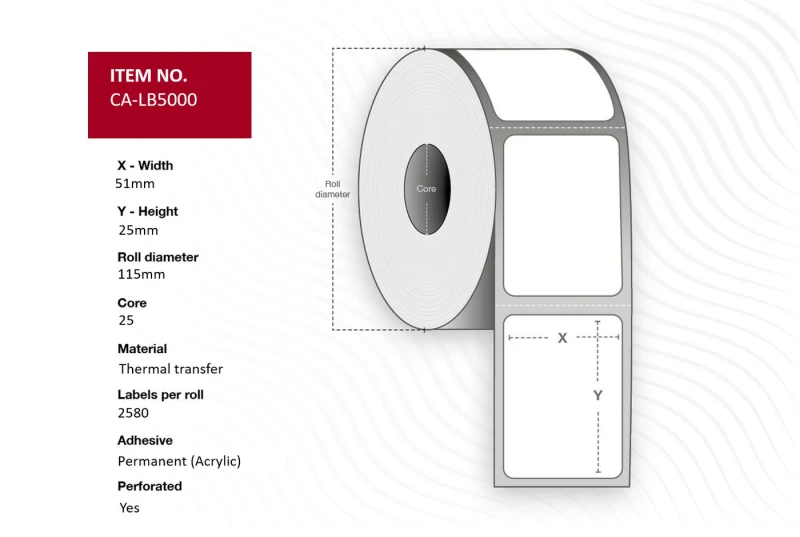 Image of Capture CA-LB5000 printer label White