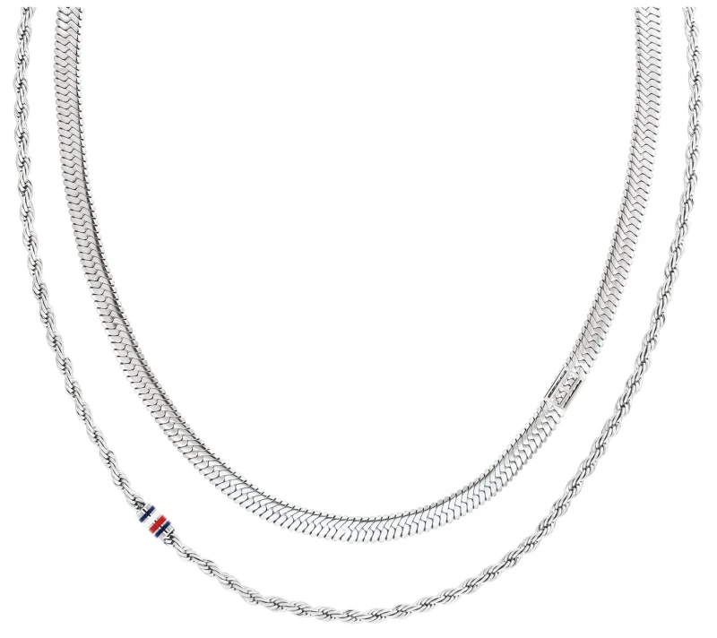 Image of Tommy Hilfiger 2780979 Womens Layered Set Necklace Silver Jewellery