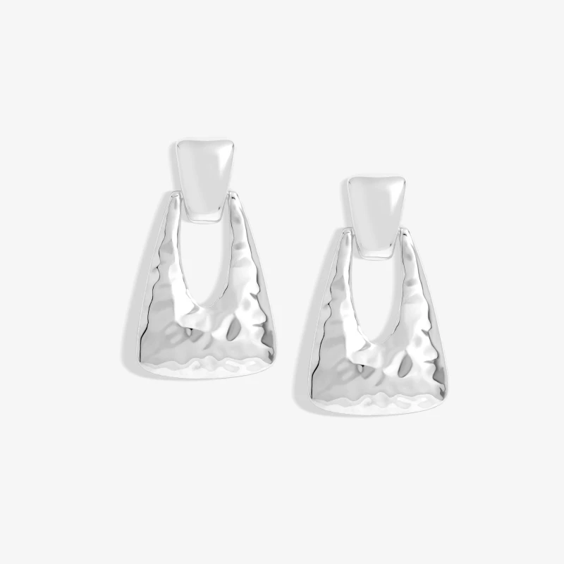 Image of Mood Silver Hammered Doorknocker Drop Earrings Silver