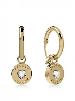 Image of Radley Gold Plated Sterling Silver Crystal Heart Huggie Ladies Earrings
