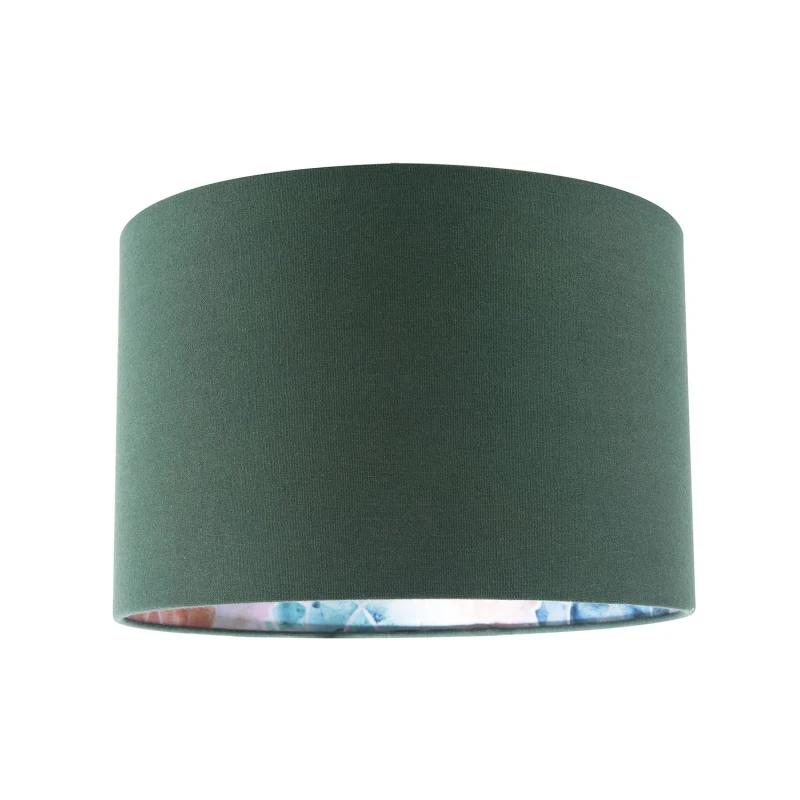 Image of Happy Homewares Chic Emerald Green Linen Lamp Shade with Moroccan Scale Pattern Lining Size: 12" Emerald Unisex 12"