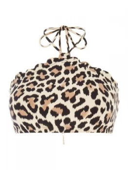 Image of Kate Spade New York Scalloped high neck bikini top Animal