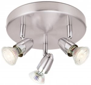 Image of Wickes Bullet LED Brushed Chrome Triple Plate Spotlight - 3 x 3.5W