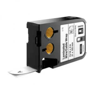 Image of Dymo 1868706 Black on White Laminated Wire Cable Wrap 21mm x 102mm 75 Pre Sized Labels