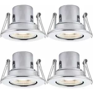 Image of 4 PACK Recessed Tiltable Ceiling Downlight - 8.5W Cool White LED Chrome Plate