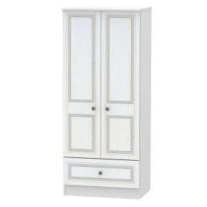Image of Robert Dyas Loxley Ready Assembled 2-Door Wardrobe with Drawer -White