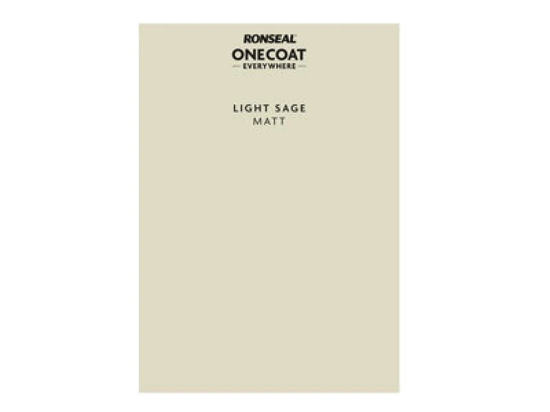 Image of Ronseal One Coat Everywhere Multi Surface Matt Paint Light Sage - Peel & Stick Tester A5 Green