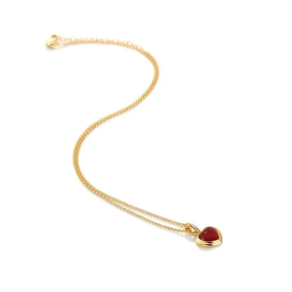 Image of Hot Diamonds Hdxgem Heart Pendant - Red Agate Gold VZAYQ Female