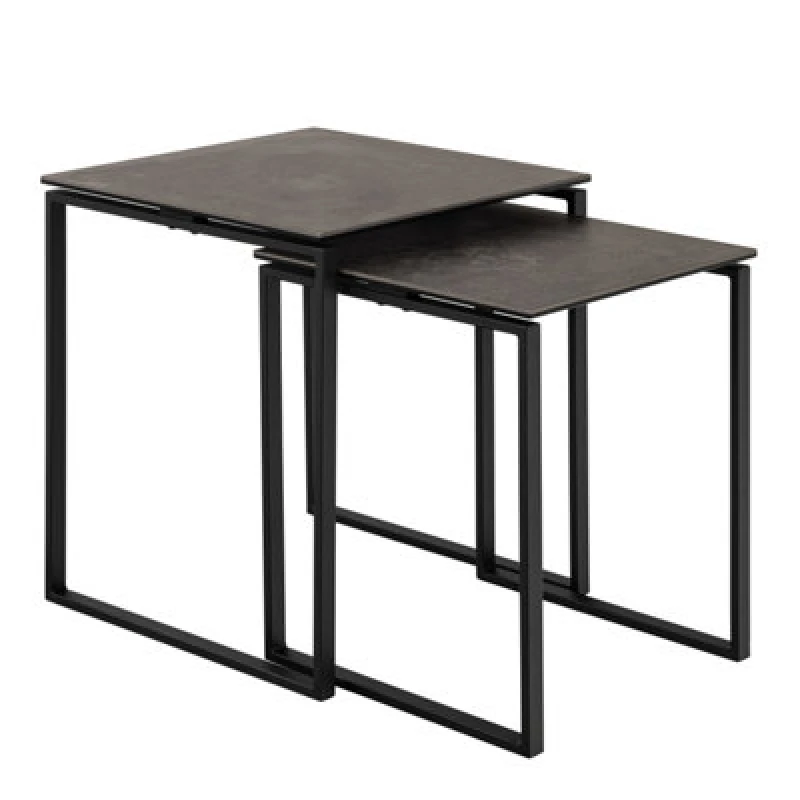 Image of Furniture To Go Katrine Square Coffee Table Set In Ceramic Black