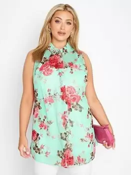 Image of Yours Sleeveless Swing Blouse - Blue Size 18, Women