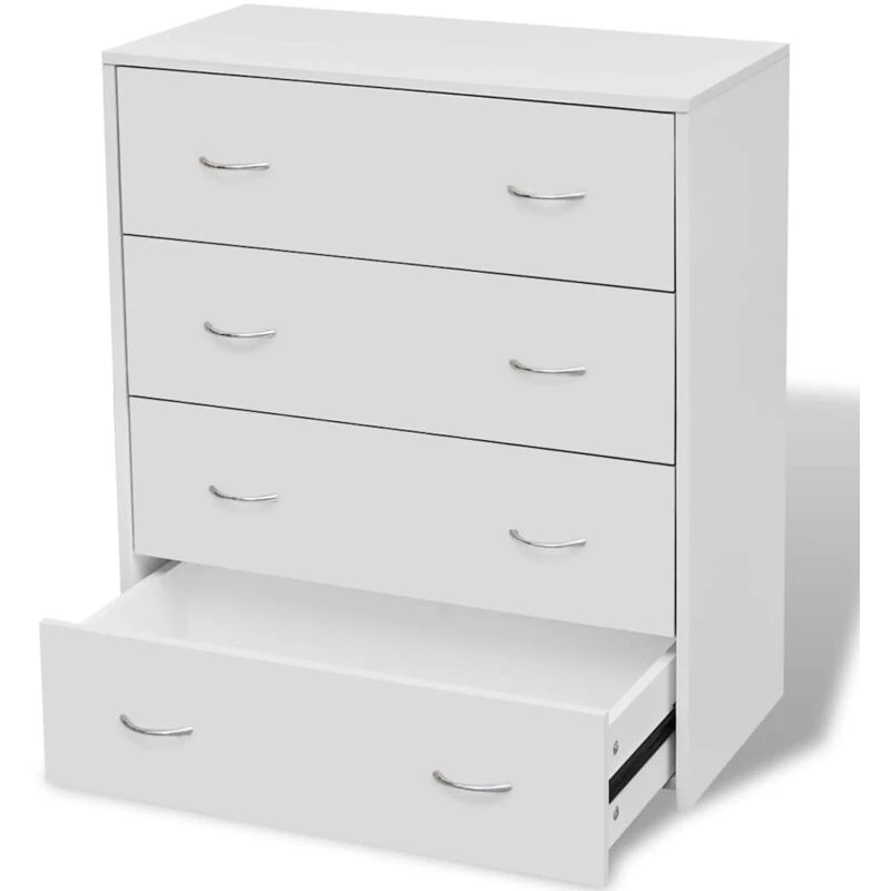 Image of vidaXL Sideboard with 4 Drawers White Organiser Cupboard Cabinet Chest Unit