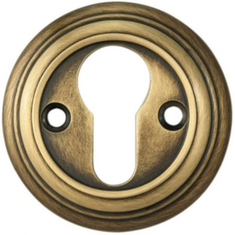 Image of Loops 55mm Euro Profile Round Escutcheon Reeded Design Antique Bronze Keyhole Cover Multi unisex
