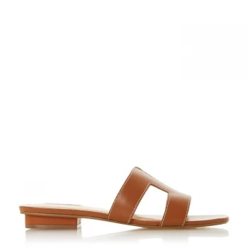 Image of Dune Tan Leather 'Wf Loupe' Wide Fit Mule Slippers - 3