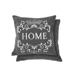 Image of Emma Barclay Pair Amor Home Cushion Cover Charcoal