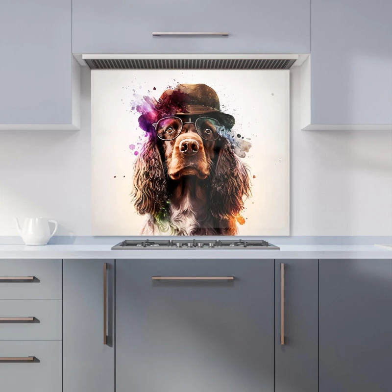 Image of Warren Reed - Designer English Cocker Spaniel Splashart Kitchen Splashback Size: 600mm x 750mm Multicolor Unisex 600mm x 750mm