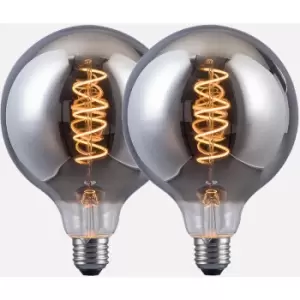 Image of Harper Living 4 Watts G125 E27 LED Bulb Smoked Globe Warm White Dimmable, Pack of 2