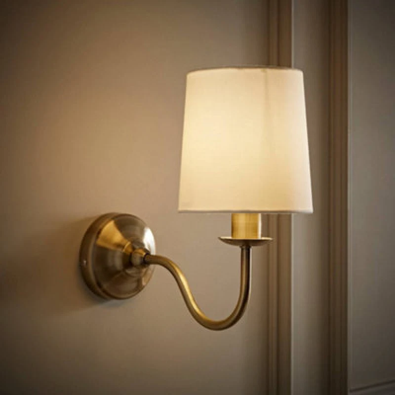 Image of ValueLights Memphis Antique Brass Traditional Wall Light Brown