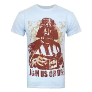 Image of Star Wars Official Mens Join Us Or Die Darth Vader T-Shirt (S) (Blue)