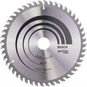 Image of Bosch Optiline Wood Cutting Saw Blade 210mm 48T 30mm