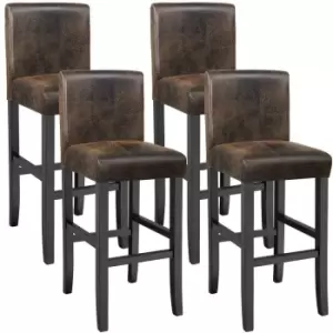 Image of TecTake 4 Breakfast Bar Stools - Artificial Brown Leather