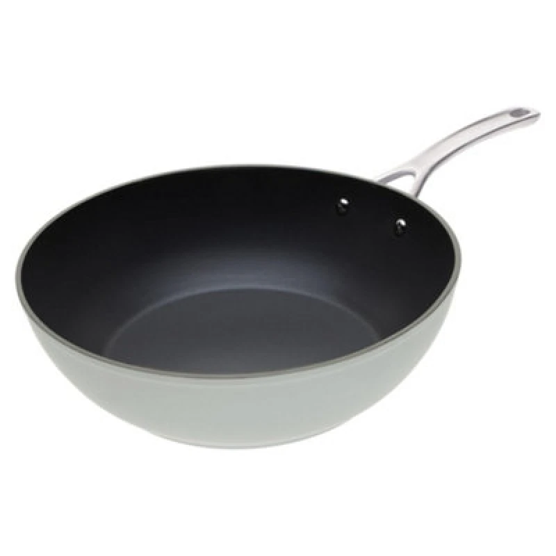 Image of Laura Ashley Forged Aluminium Non-Stick Wok 30Cm - Sage Leaf
