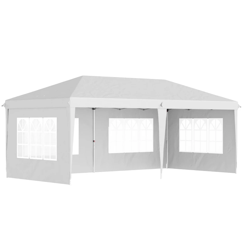Image of Outsunny 3 x 6m Pop Up Gazebo, Height Adjustable Marquee Party Tent with Sidewalls and Storage Bag, White Aosom UK