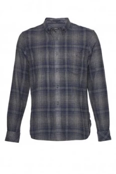 Image of Mens French Connection Classic Flannel Check Shirt Urban Grey