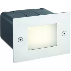 Image of Loops - IP44 LED Half Brick Light Stainless Steel & Plain Frosted Glass 2W Cool White