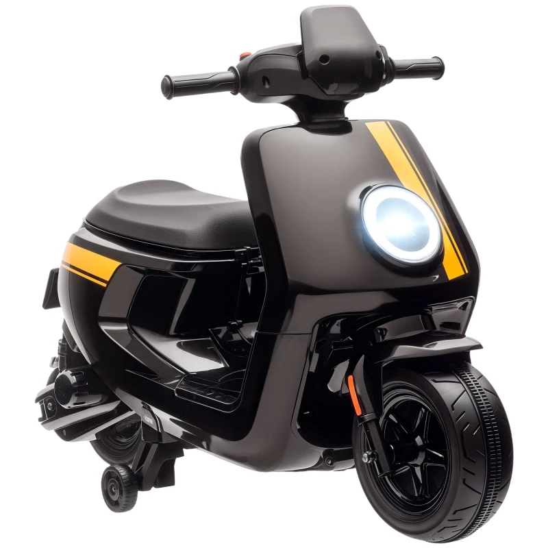 Image of AIYAPLAY 6V Kids Electric Motorbike with Headlight and Music - Black 370-351V70BK