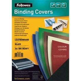 Image of Fellowes FSC Delta Leather Board Cover A4 Black Pack of
