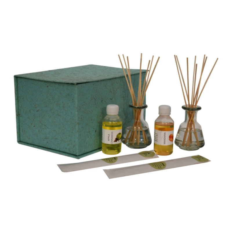 Image of Artisan Furniture Artisan Furniture Adira Glass Bottle Diffuser Set (Mandarin & Apple Cinnamon)
