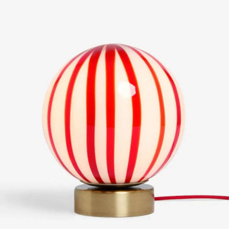 Image of Cath Kidston Glass Marble Table Lamp - Red/white