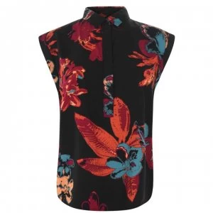 Image of Lee Jeans Floral Blouse - BLACK