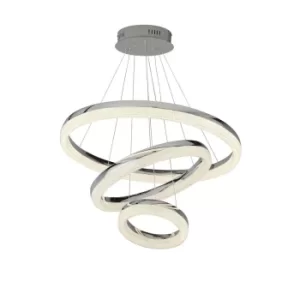Image of Circle LED 3 Ring Ceiling Pendant, Chrome, Crushed Ice 4000K