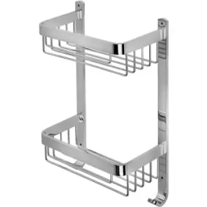 Image of Rust Free Aluminium Large Two Tier Bathroom Storage Shower Basket Caddy, Chrome - Croydex