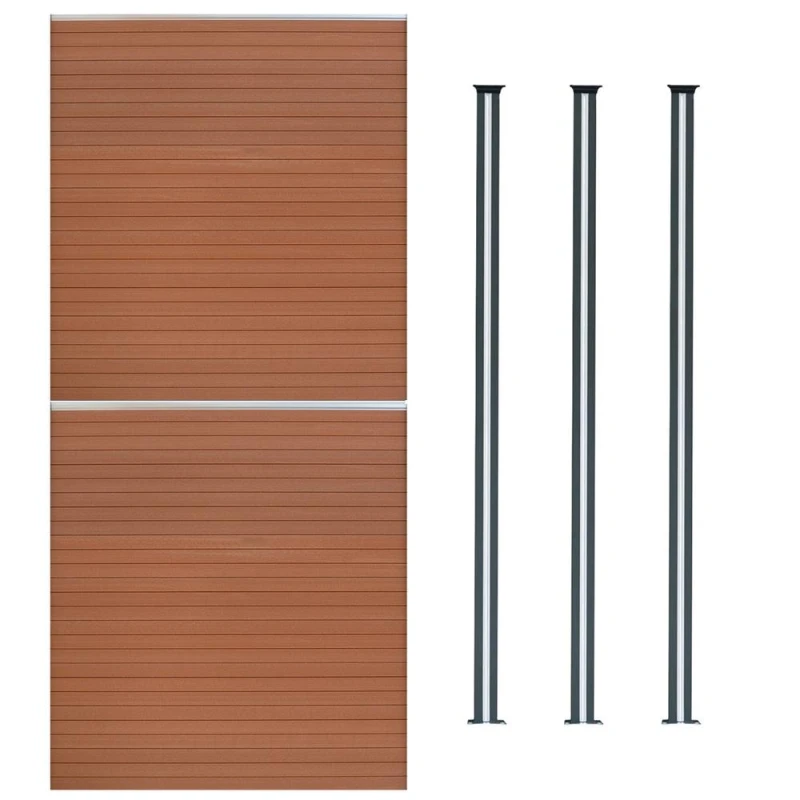 Image of Monstershop Composite Fence Panels & LED Posts 6ft x 11.5ft - Brown Brown Unisex