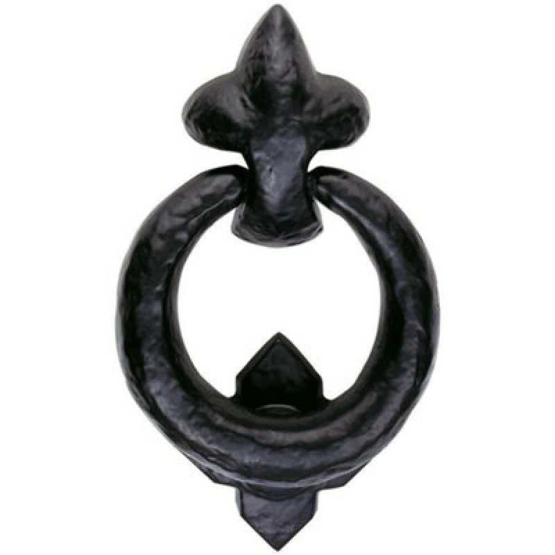 Image of Loops Ornate Ring Door Knocker Strike Plate Included 85.5mm Ring Black Antique Black