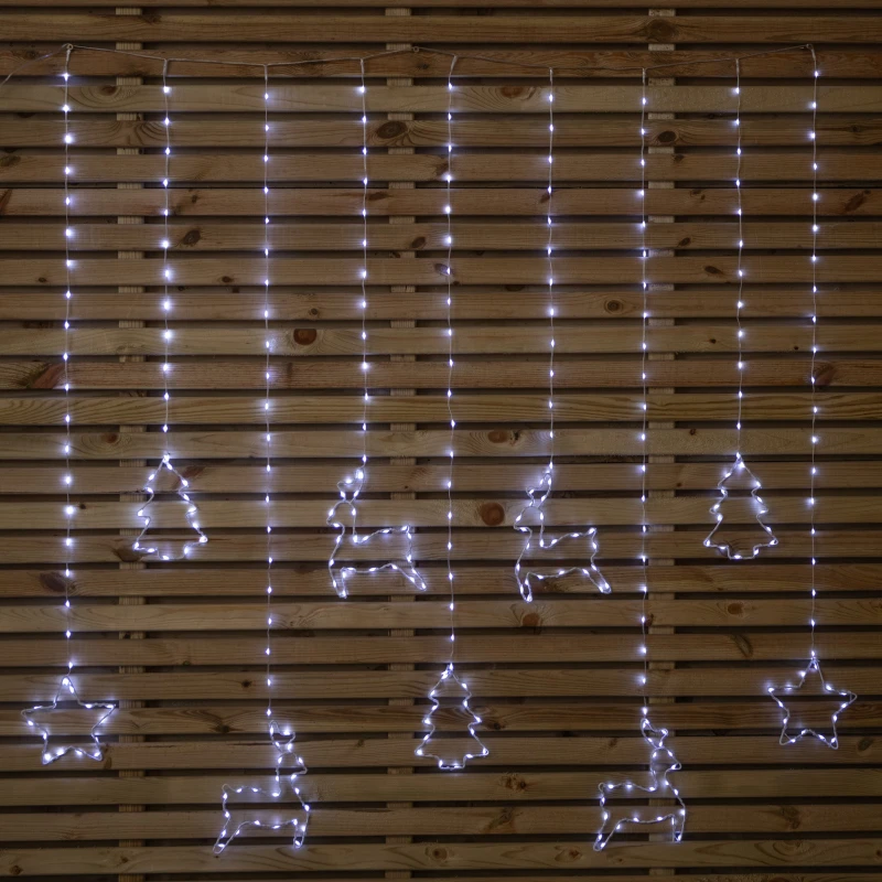 Image of 1.2 x 1.1m Christmas Window Curtain Light with 327 Cool White LEDs